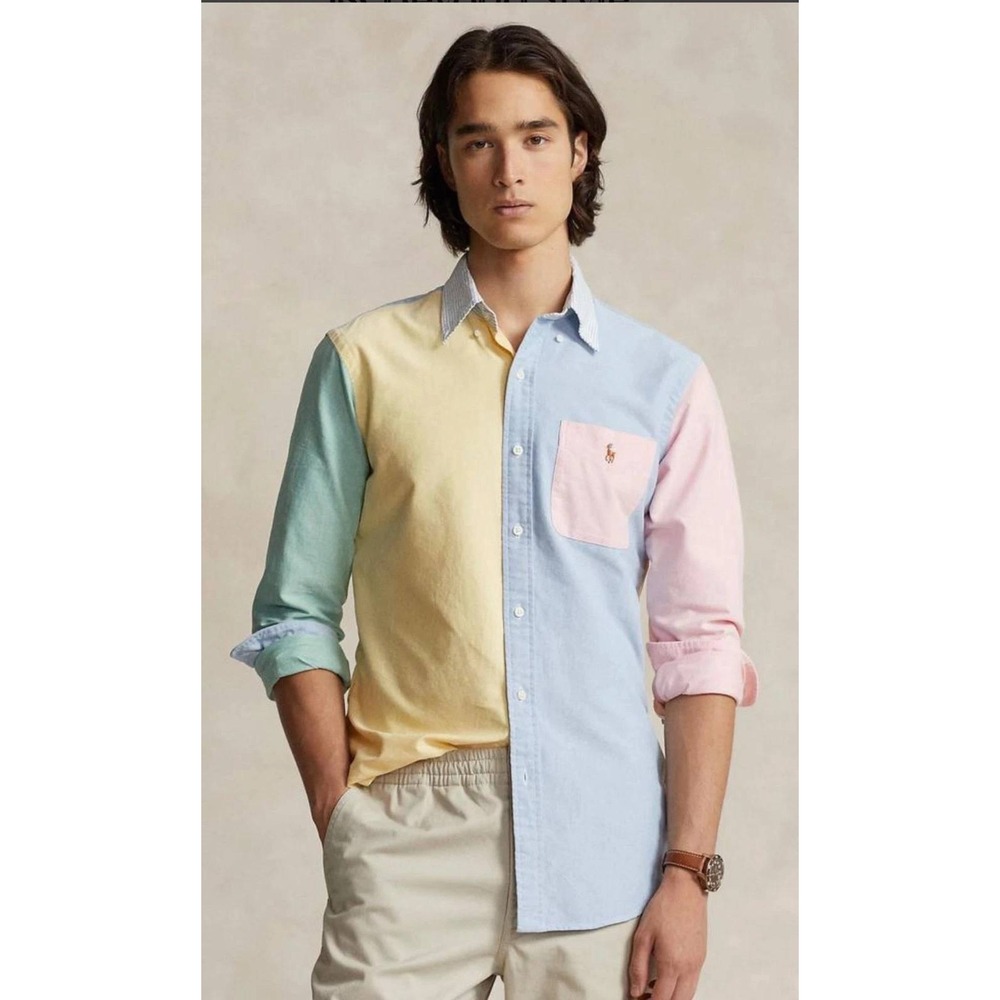 Polo Ralph Lauren Mens XXL Colorblock Oxford Button Down Shirt Pastel Multi NEW - Picture 12 of 13